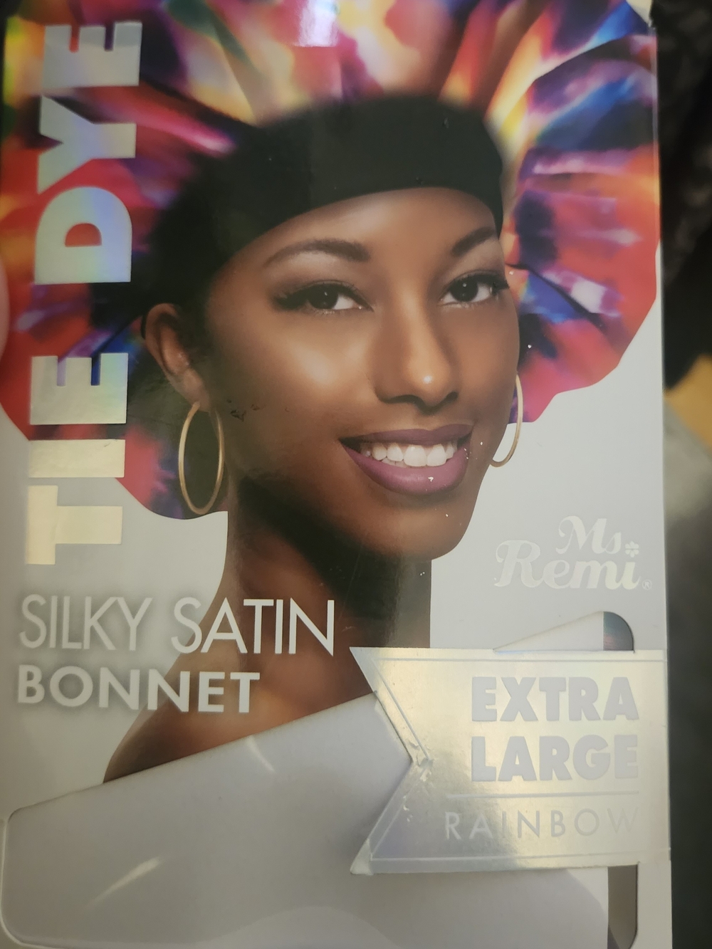 Tie Dye Silky Satin Bonnet - Rainbow